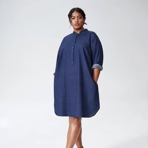 Universal Standard Hannah Denim Shirt Dress L/22-24 Button Front Stretch